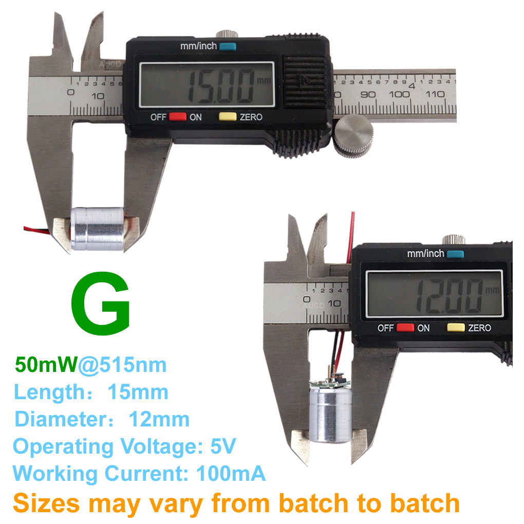 Φ12x15mm DC 5V Red-100mW Green - đánh giá và giá Industrial Green Laser